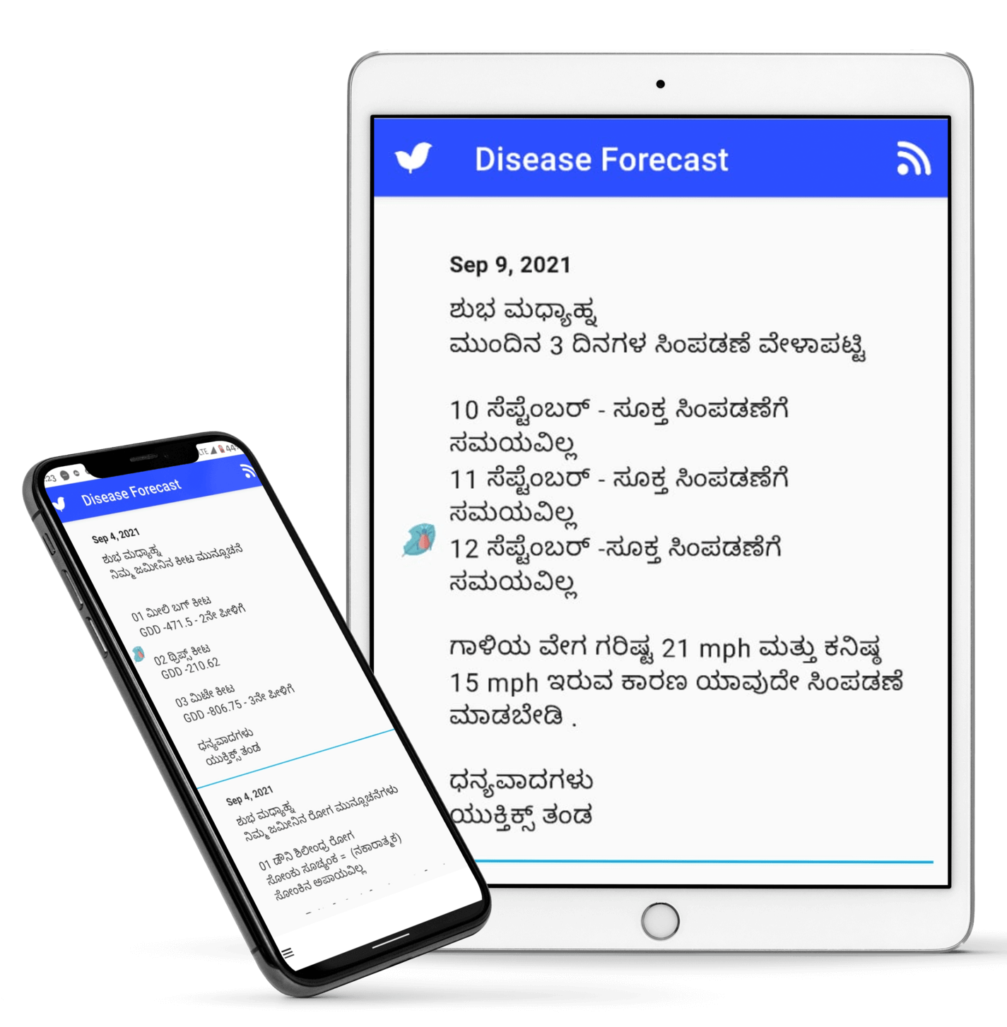 Disease management advisories in kannada language